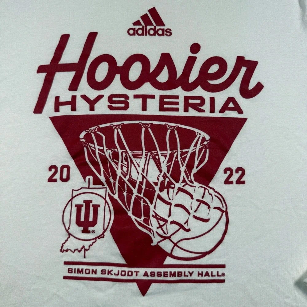 Adidas Hoosier Hysteria‎ Long Sleeve Shirt Mens Medium White Indiana Basketball
